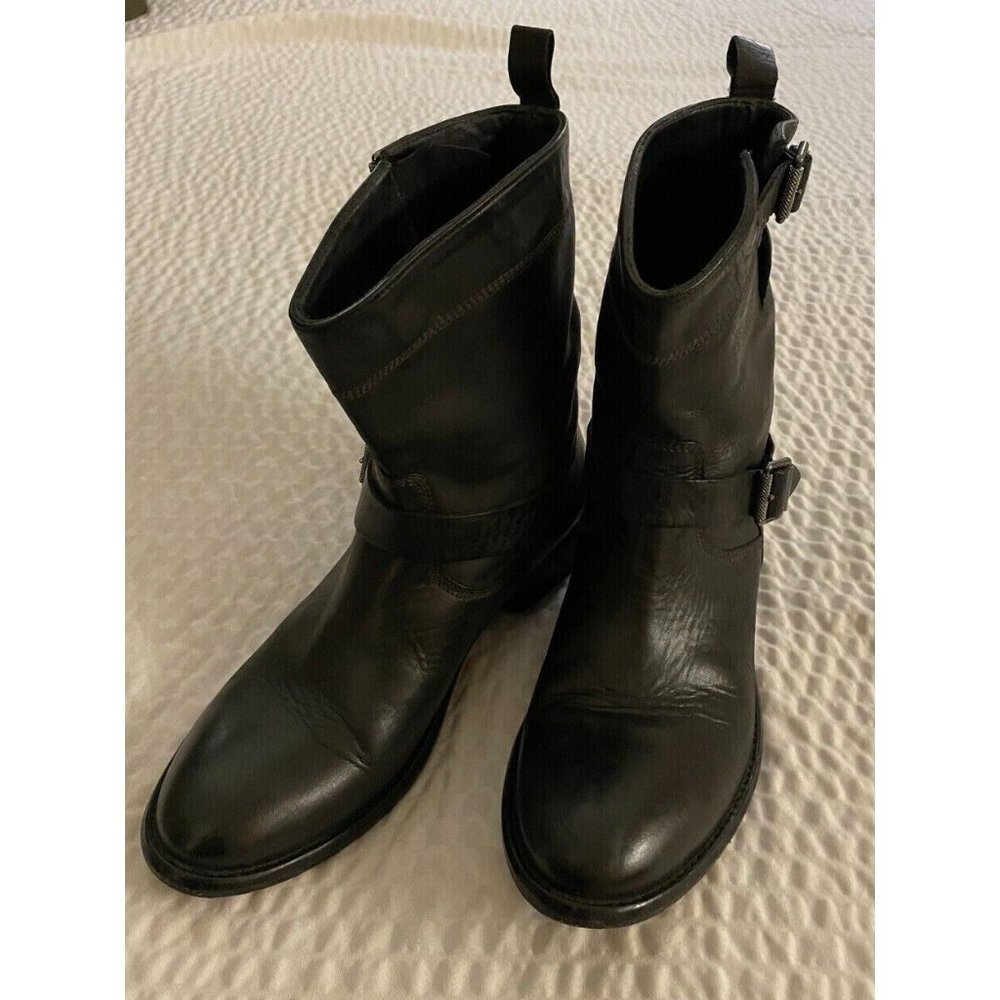 BELSTAFF made in italy Bedford Hand Waxed Moto Boots in Black Size‎ 36 1/2